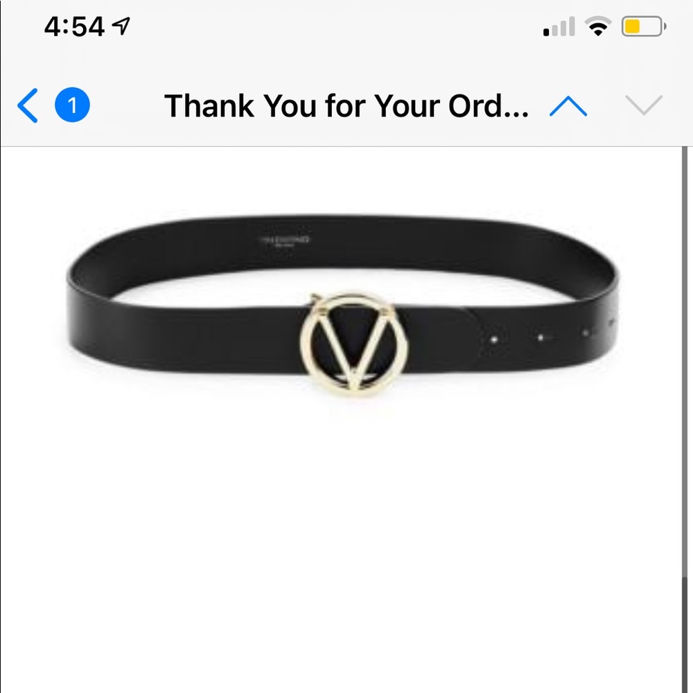 Logo Valentino belt, small. Black and gold